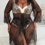 Lace peignoir & thong size 50 (3XL) 2 pieces