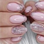 Pink Sparkly Nails Set 24 pcs + lime  + colle