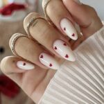 Red Little Hearts Cute Nails Set 24 pcs + lime  + colle