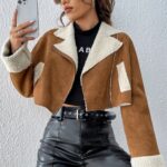 Brown Jacket with White Wool size : S/M